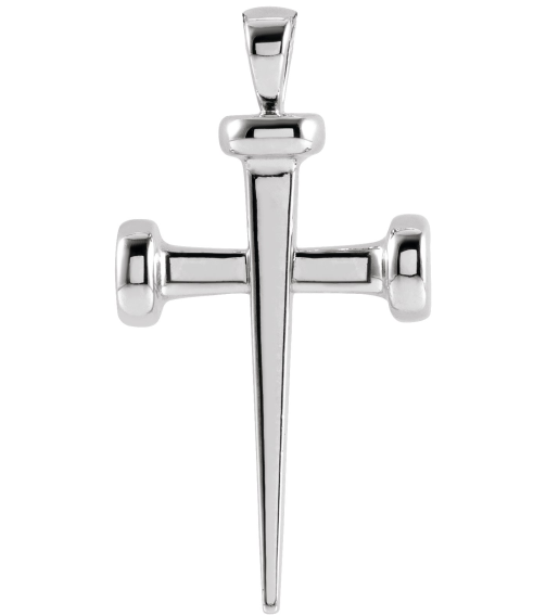 R42392 Pendant Sterling Silver 28 X 14.71 Mm Polished Nail Cross Pendant