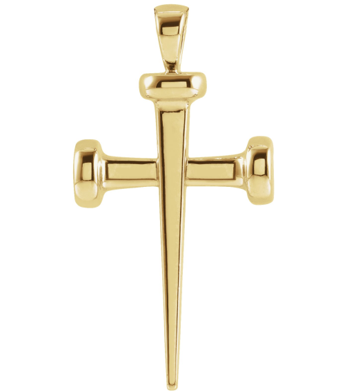 R42392 Pendant 14K Yellow 28 X 14.71 Mm Polished Nail Cross Pendant