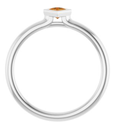 72129 Ring Set 14K White Natural Citrine Square 3 X 3 Mm Polished Natural Citrine Stackable Ring