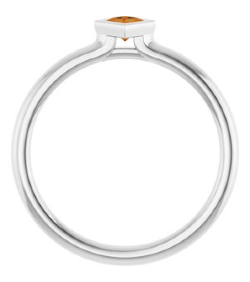 72129 Ring Set 14K White Natural Citrine Square 3 X 3 Mm Polished Natural Citrine Stackable Ring