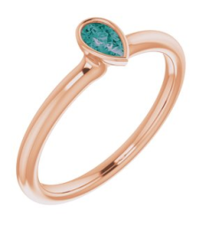 72129 Ring Set 14K Rose Lab-Grown Alexandrite Pear 5 X 3 Mm Polished Lab-Grown Alexandrite Stackable Ring
