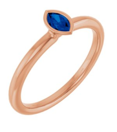 72129 Ring Set 14K Rose Lab-Grown Blue Sapphire Marquise 5 X 3 Mm Polished Lab-Grown Blue Sapphire Stackable Ring
