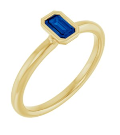 72129 Ring Set 14K Yellow Lab-Grown Blue Sapphire Emerald 5 X 3 Mm Polished Lab-Grown Blue Sapphire Stackable Ring