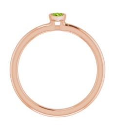 72129 Ring Set 14K Rose Natural Peridot Pear 5 X 3 Mm Polished Natural Peridot Stackable Ring