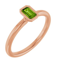 72129 Ring Set 14K Rose Natural Peridot Emerald 5 X 3 Mm Polished Natural Peridot Stackable Ring