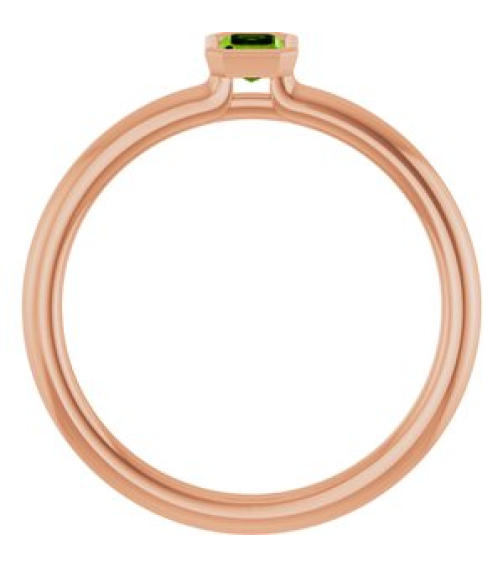 72129 Ring Set 14K Rose Natural Peridot Emerald 5 X 3 Mm Polished Natural Peridot Stackable Ring