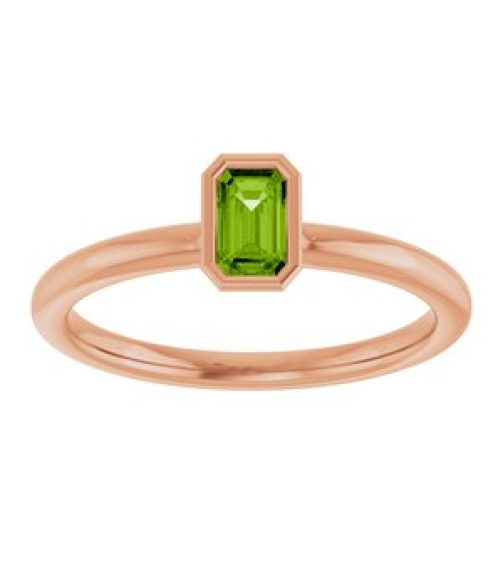 72129 Ring Set 14K Rose Natural Peridot Emerald 5 X 3 Mm Polished Natural Peridot Stackable Ring