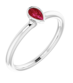 72129 Ring Set 14K White Lab-Grown Ruby Pear 5 X 3 Mm Polished Lab-Grown Ruby Stackable Ring