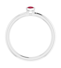 72129 Ring Set 14K White Lab-Grown Ruby Pear 5 X 3 Mm Polished Lab-Grown Ruby Stackable Ring