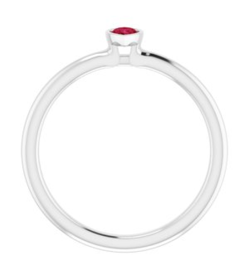 72129 Ring Set 14K White Lab-Grown Ruby Pear 5 X 3 Mm Polished Lab-Grown Ruby Stackable Ring