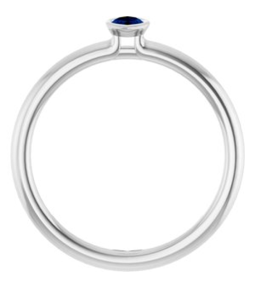 72129 Ring Set 14K White Lab-Grown Blue Sapphire Marquise 5 X 3 Mm Polished Lab-Grown Blue Sapphire Stackable Ring