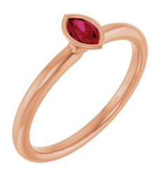 72129 Ring Set 14K Rose Natural Ruby Marquise 5 X 3 Mm Polished Natural Ruby Stackable Ring