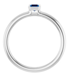 72129 Ring Set 14K White Natural Blue Sapphire Emerald 5 X 3 Mm Polished Natural Blue Sapphire Stackable Ring