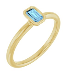 72129 Ring Set 14K Yellow Natural Aquamarine Emerald 5 X 3 Mm Polished Natural Aquamarine Stackable Ring