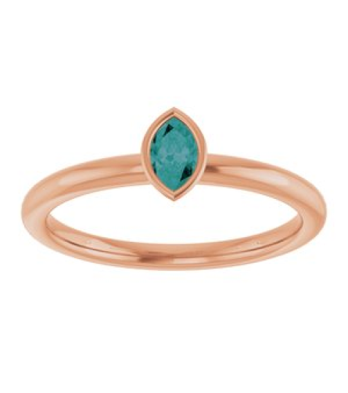 72129 Ring Set 14K Rose Lab-Grown Alexandrite Marquise 5 X 3 Mm Polished Lab-Grown Alexandrite Stackable Ring