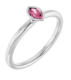 72129 Ring Set 14K White Natural Pink Tourmaline Marquise 5 X 3 Mm Polished Natural Pink Tourmaline Stackable Ring