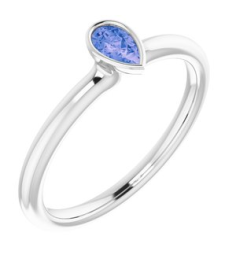 72129 Ring Set Sterling Silver Natural Tanzanite Pear 5 X 3 Mm Polished Natural Tanzanite Stackable Ring