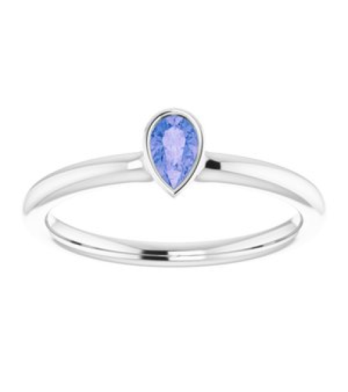 72129 Ring Set Sterling Silver Natural Tanzanite Pear 5 X 3 Mm Polished Natural Tanzanite Stackable Ring