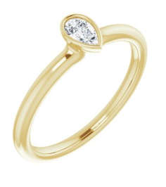 72129 Ring Set 14K Yellow Natural White Sapphire Pear 5 X 3 Mm Polished Natural White Sapphire Stackable Ring