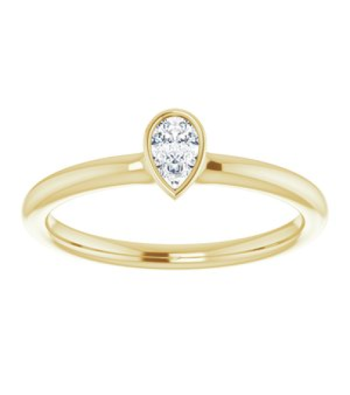72129 Ring Set 14K Yellow Natural White Sapphire Pear 5 X 3 Mm Polished Natural White Sapphire Stackable Ring
