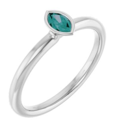 72129 Ring Set 14K White Lab-Grown Alexandrite Marquise 5 X 3 Mm Polished Lab-Grown Alexandrite Stackable Ring