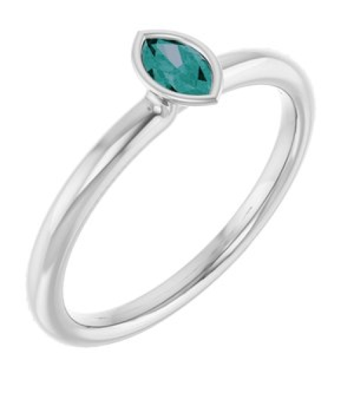 72129 Ring Set 14K White Lab-Grown Alexandrite Marquise 5 X 3 Mm Polished Lab-Grown Alexandrite Stackable Ring