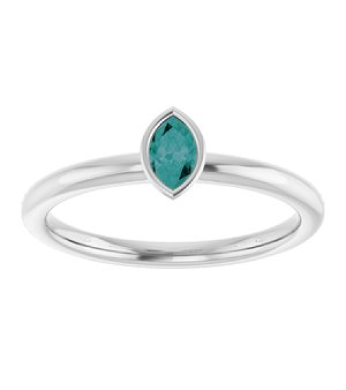 72129 Ring Set 14K White Lab-Grown Alexandrite Marquise 5 X 3 Mm Polished Lab-Grown Alexandrite Stackable Ring