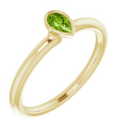 72129 Ring Set 14K Yellow Natural Peridot Pear 5 X 3 Mm Polished Natural Peridot Stackable Ring