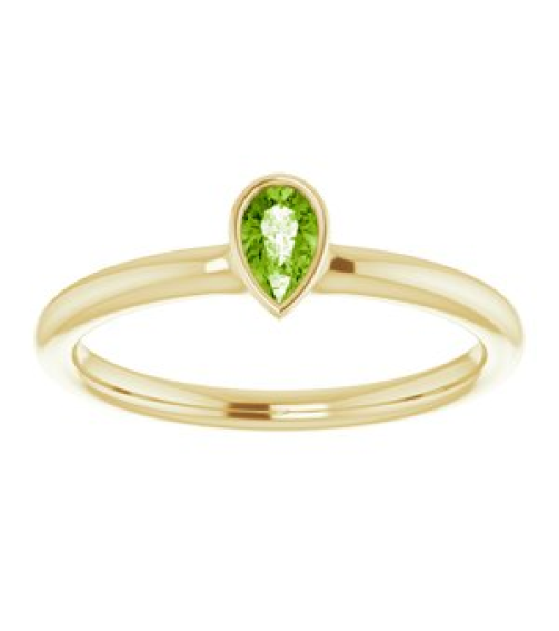 72129 Ring Set 14K Yellow Natural Peridot Pear 5 X 3 Mm Polished Natural Peridot Stackable Ring