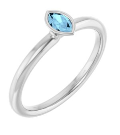 72129 Ring Set 14K White Natural Aquamarine Marquise 5 X 3 Mm Polished Natural Aquamarine Stackable Ring