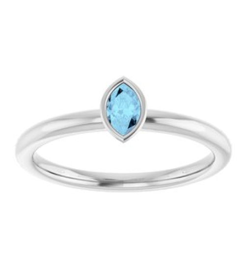 72129 Ring Set 14K White Natural Aquamarine Marquise 5 X 3 Mm Polished Natural Aquamarine Stackable Ring