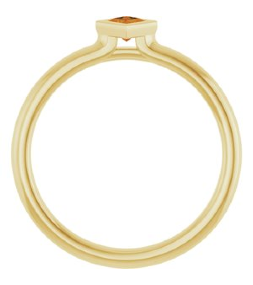 72129 Ring Set 14K Yellow Natural Citrine Square 3 X 3 Mm Polished Natural Citrine Stackable Ring