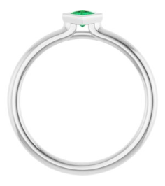 72129 Ring Set 14K White Lab-Grown Emerald Square 3 X 3 Mm Polished Lab-Grown Emerald Stackable Ring