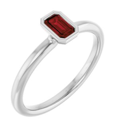 72129 Ring Set 14K White Natural Mozambique Garnet Emerald 5 X 3 Mm Polished Natural Mozambique Garnet Stackable Ring