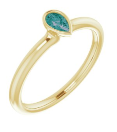72129 Ring Set 14K Yellow Lab-Grown Alexandrite Pear 5 X 3 Mm Polished Lab-Grown Alexandrite Stackable Ring
