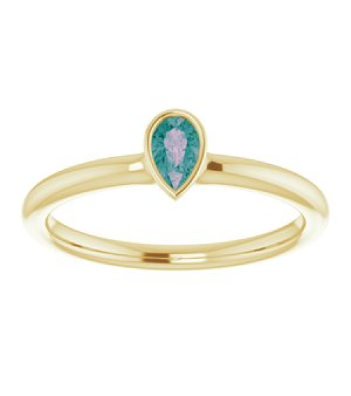 72129 Ring Set 14K Yellow Lab-Grown Alexandrite Pear 5 X 3 Mm Polished Lab-Grown Alexandrite Stackable Ring