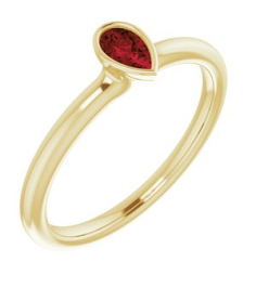 72129 Ring Set 14K Yellow Natural Mozambique Garnet Pear 5 X 3 Mm Polished Natural Mozambique Garnet Stackable Ring