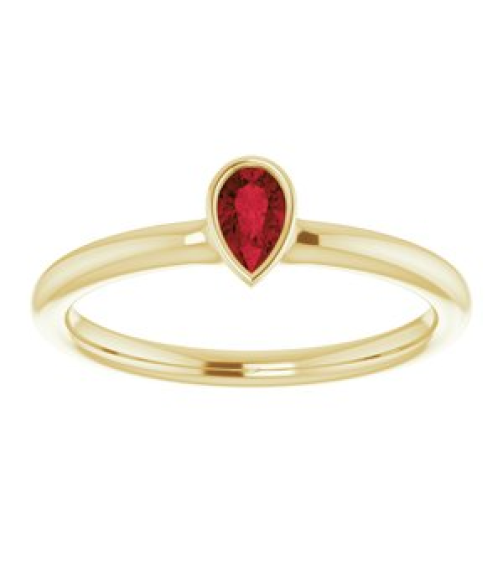 72129 Ring Set 14K Yellow Natural Mozambique Garnet Pear 5 X 3 Mm Polished Natural Mozambique Garnet Stackable Ring
