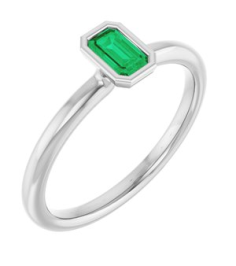 72129 Ring Set 14K White Lab-Grown Emerald Emerald 5 X 3 Mm Polished Lab-Grown Emerald Stackable Ring