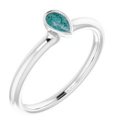 72129 Ring Set 14K White Lab-Grown Alexandrite Pear 5 X 3 Mm Polished Lab-Grown Alexandrite Stackable Ring
