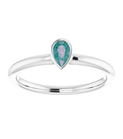 72129 Ring Set 14K White Lab-Grown Alexandrite Pear 5 X 3 Mm Polished Lab-Grown Alexandrite Stackable Ring