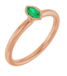 72129 Ring Set 14K Rose Lab-Grown Emerald Marquise 5 X 3 Mm Polished Lab-Grown Emerald Stackable Ring