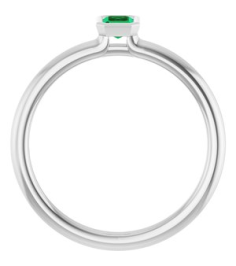 72129 Ring Set 14K White Natural Emerald Emerald 5 X 3 Mm Polished Natural Emerald Stackable Ring
