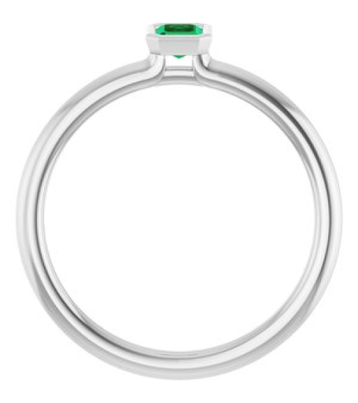 72129 Ring Set 14K White Natural Emerald Emerald 5 X 3 Mm Polished Natural Emerald Stackable Ring
