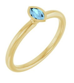 72129 Ring Set 14K Yellow Natural Aquamarine Marquise 5 X 3 Mm Polished Natural Aquamarine Stackable Ring