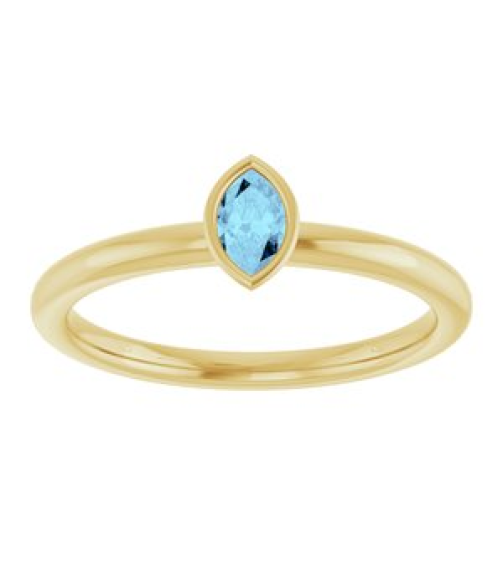 72129 Ring Set 14K Yellow Natural Aquamarine Marquise 5 X 3 Mm Polished Natural Aquamarine Stackable Ring