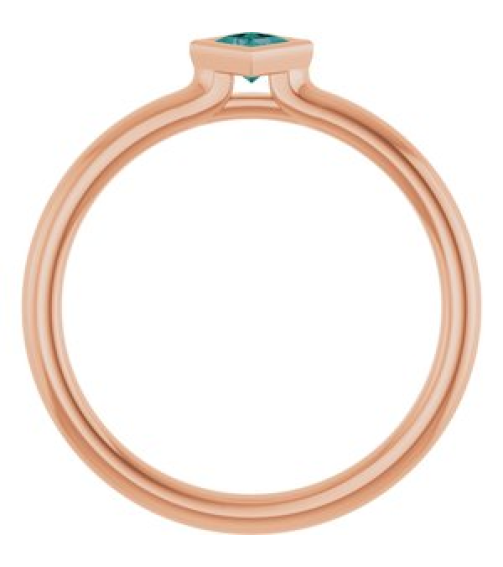 72129 Ring Set 14K Rose Lab-Grown Alexandrite Square 3 X 3 Mm Polished Lab-Grown Alexandrite Stackable Ring
