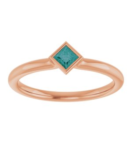72129 Ring Set 14K Rose Lab-Grown Alexandrite Square 3 X 3 Mm Polished Lab-Grown Alexandrite Stackable Ring