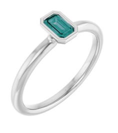72129 Ring Set 14K White Lab-Grown Alexandrite Emerald 5 X 3 Mm Polished Lab-Grown Alexandrite Stackable Ring