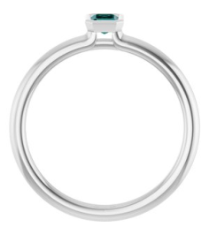 72129 Ring Set 14K White Lab-Grown Alexandrite Emerald 5 X 3 Mm Polished Lab-Grown Alexandrite Stackable Ring